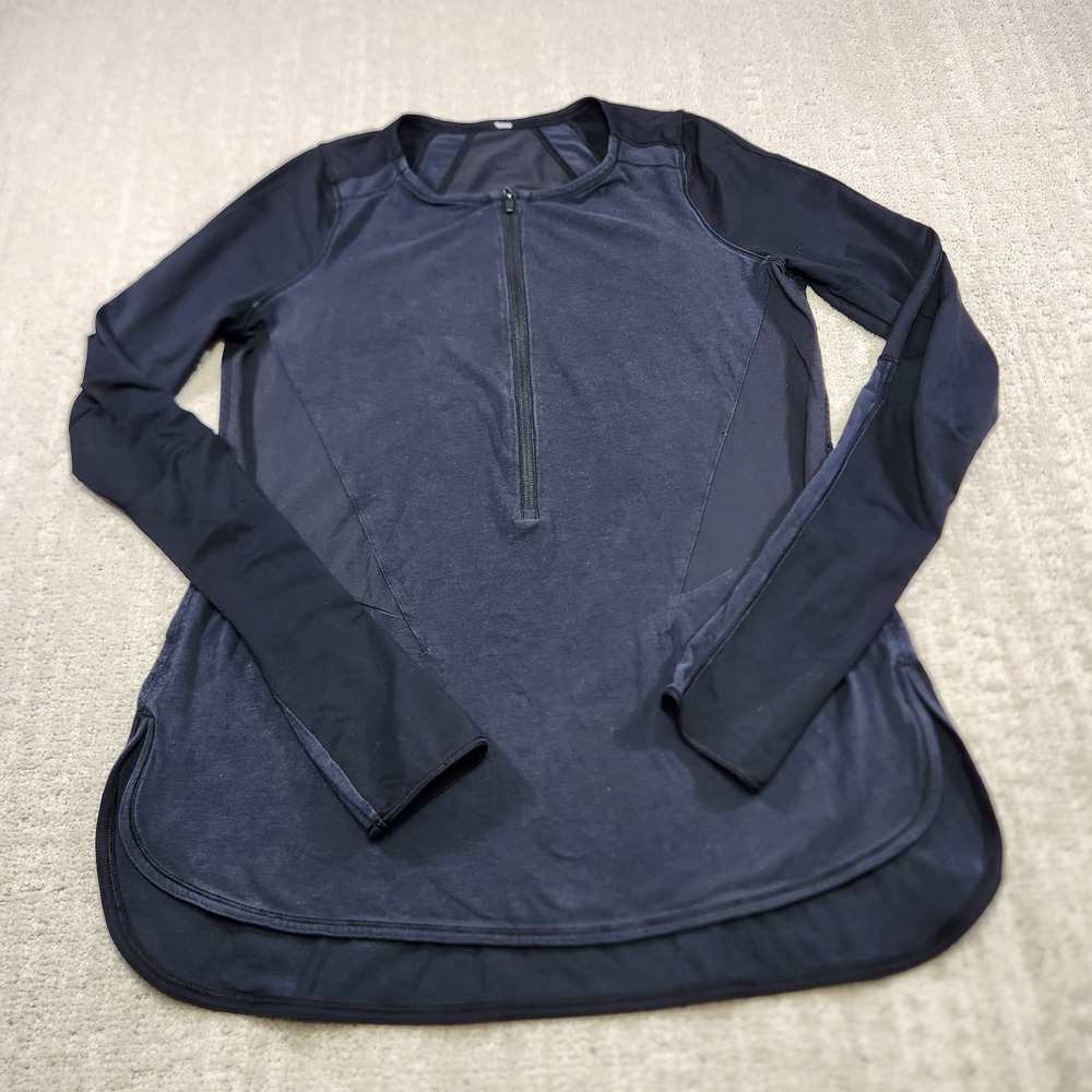 Lululemon Shirt Women 6 Black Flash Forward 1/2 Zip Yoga Top Athleisure